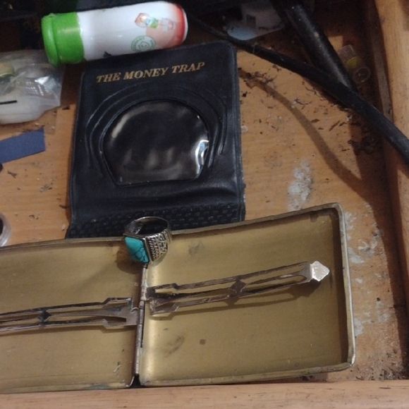 Silver and Turquoise Ring/SSCase/Money Trap Leather Wallet - Picture 1 of 5